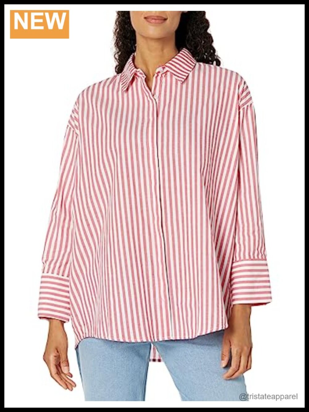 NIA Women's Striped Collared Long Sleeve Button-Down Shirt Casual Fit Cotton